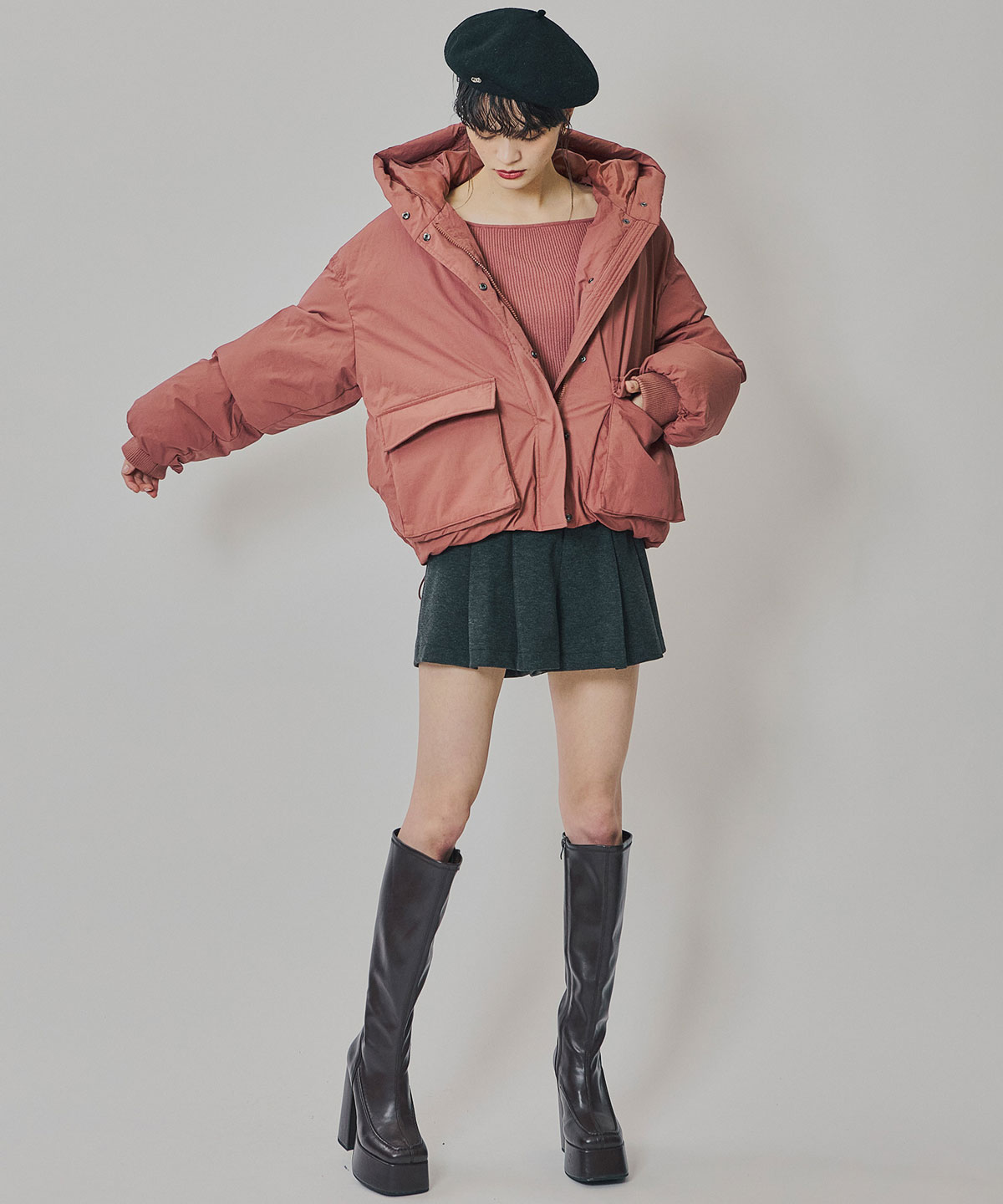 フラップポケットファイバーダウンジャケット