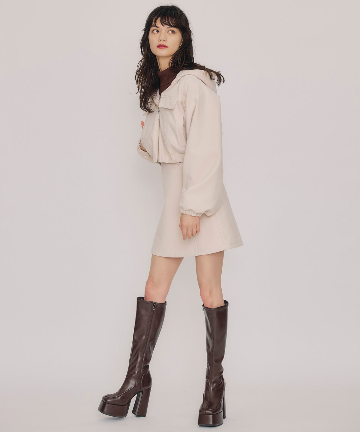 【セットアップ可能】ビッグスリーブフードショートブルゾン