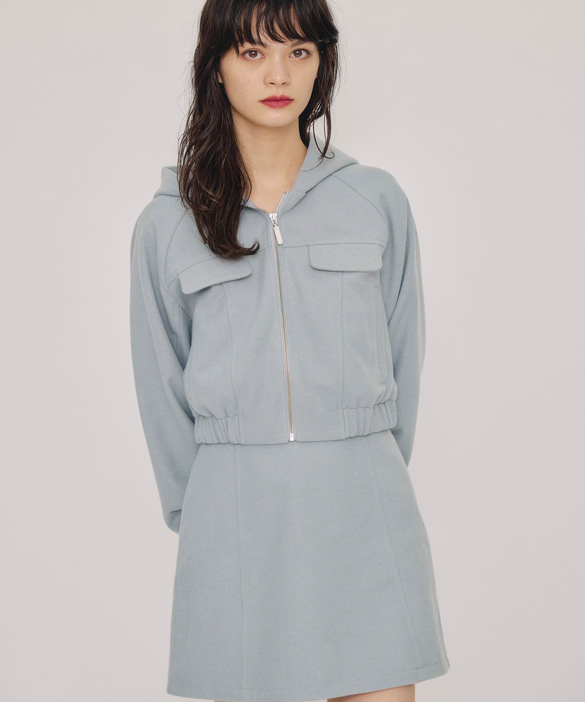 【セットアップ可能】ビッグスリーブフードショートブルゾン