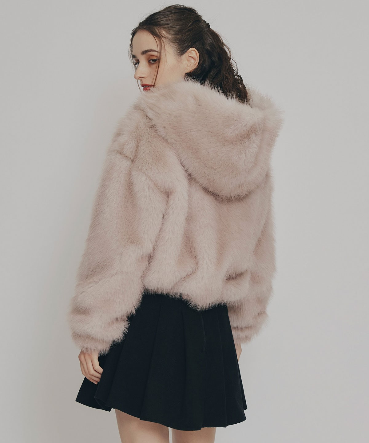 フォックスファーライクフーディショートジャケット