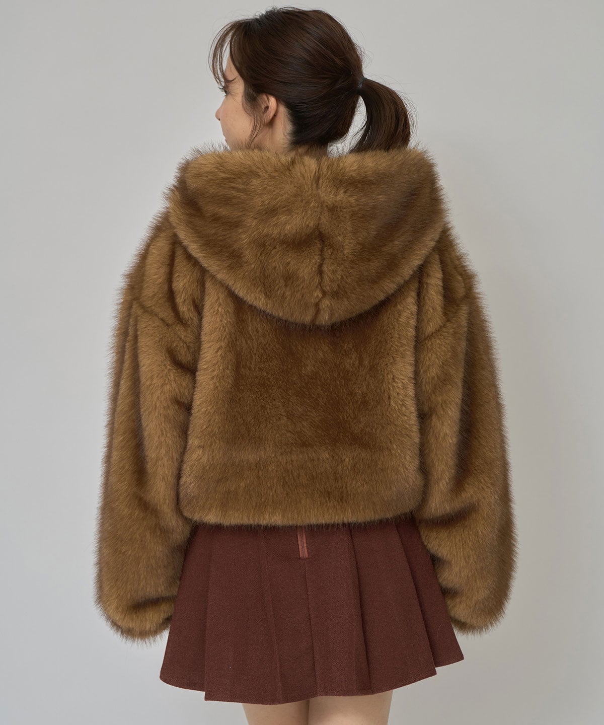 フォックスファーライクフーディショートジャケット