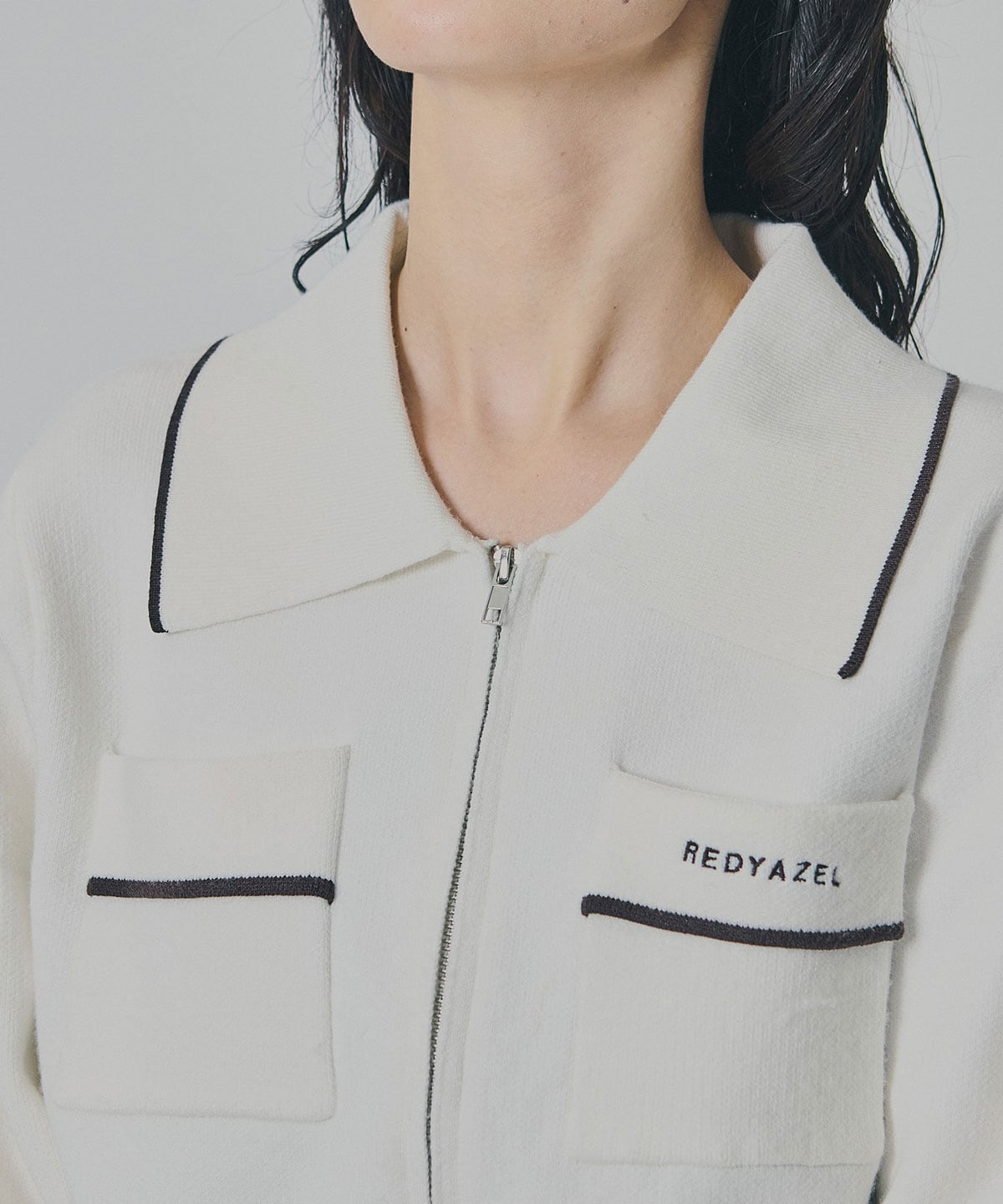 バイカラーラインZIPニットジャケット