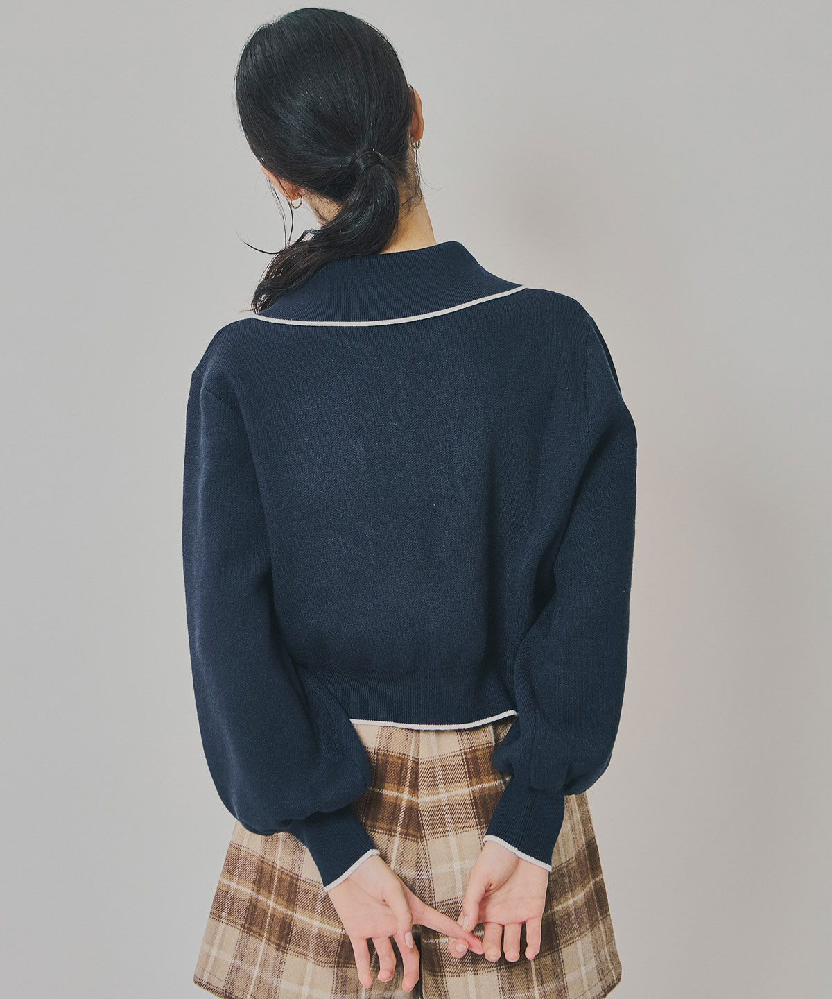 バイカラーラインZIPニットジャケット