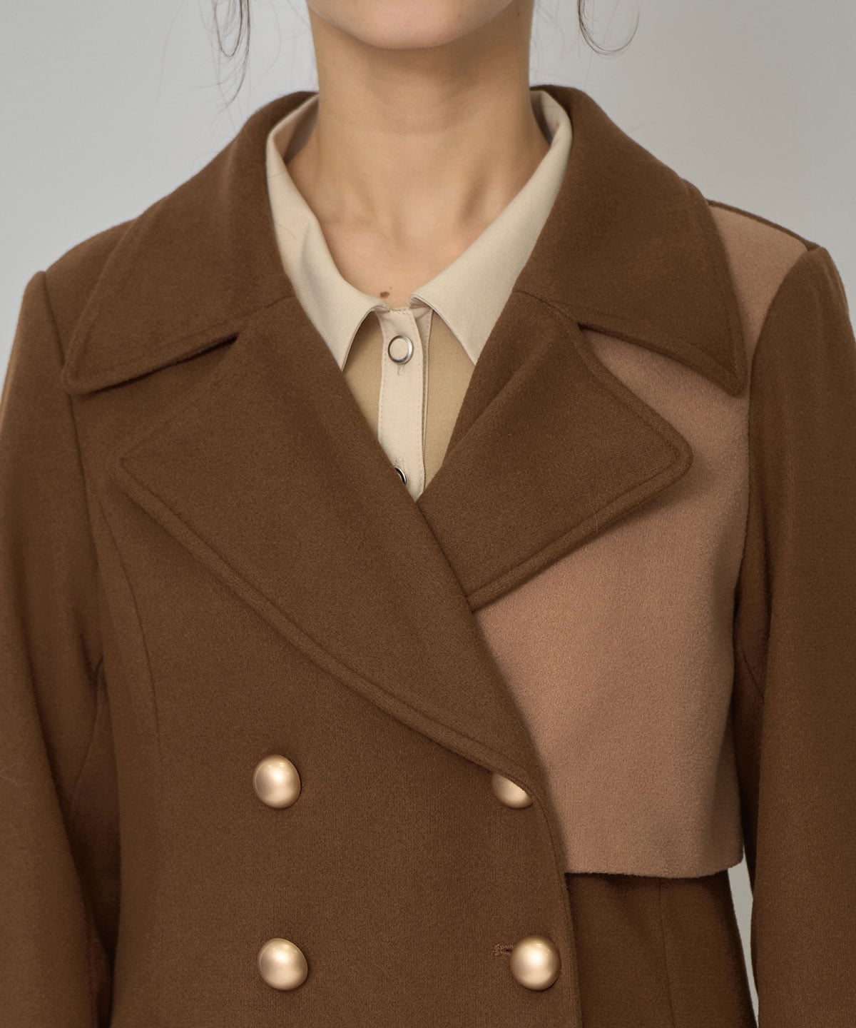 バイカラースリムチェスターコート