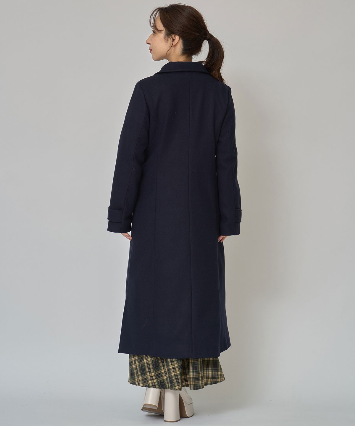 バイカラースリムチェスターコート