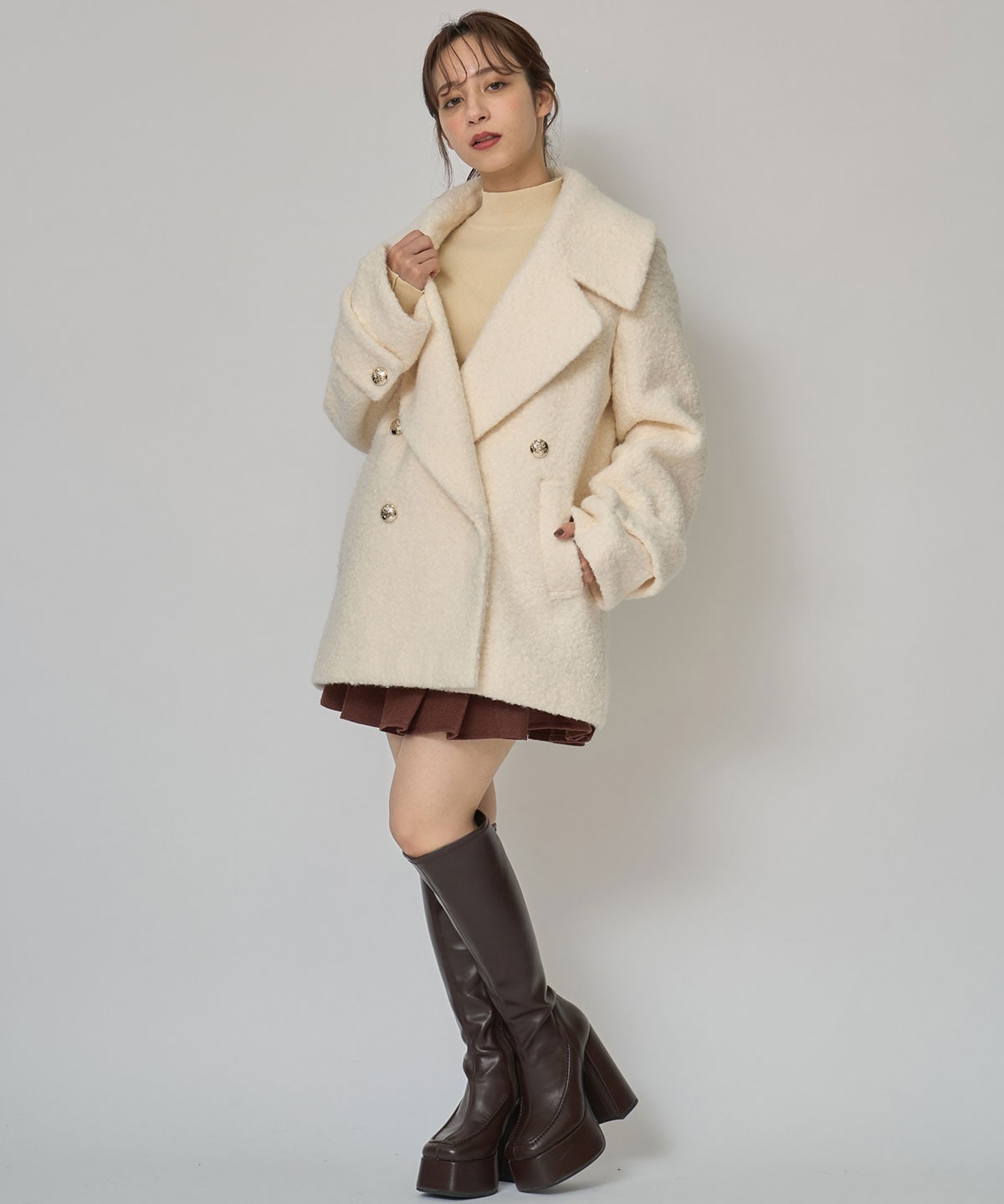 ボアダブルミドルコート