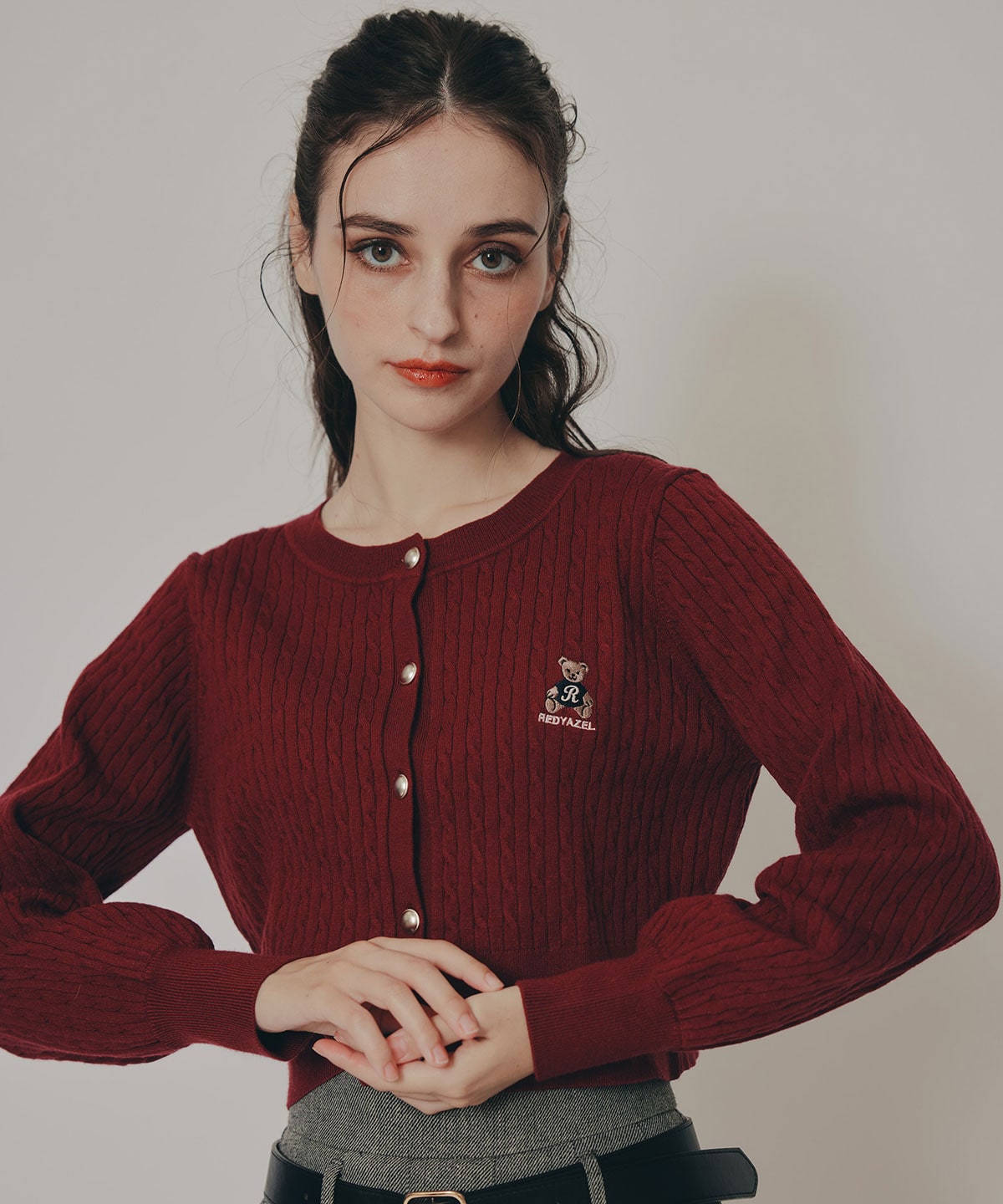 Azelyミニケーブルニットカーディガン