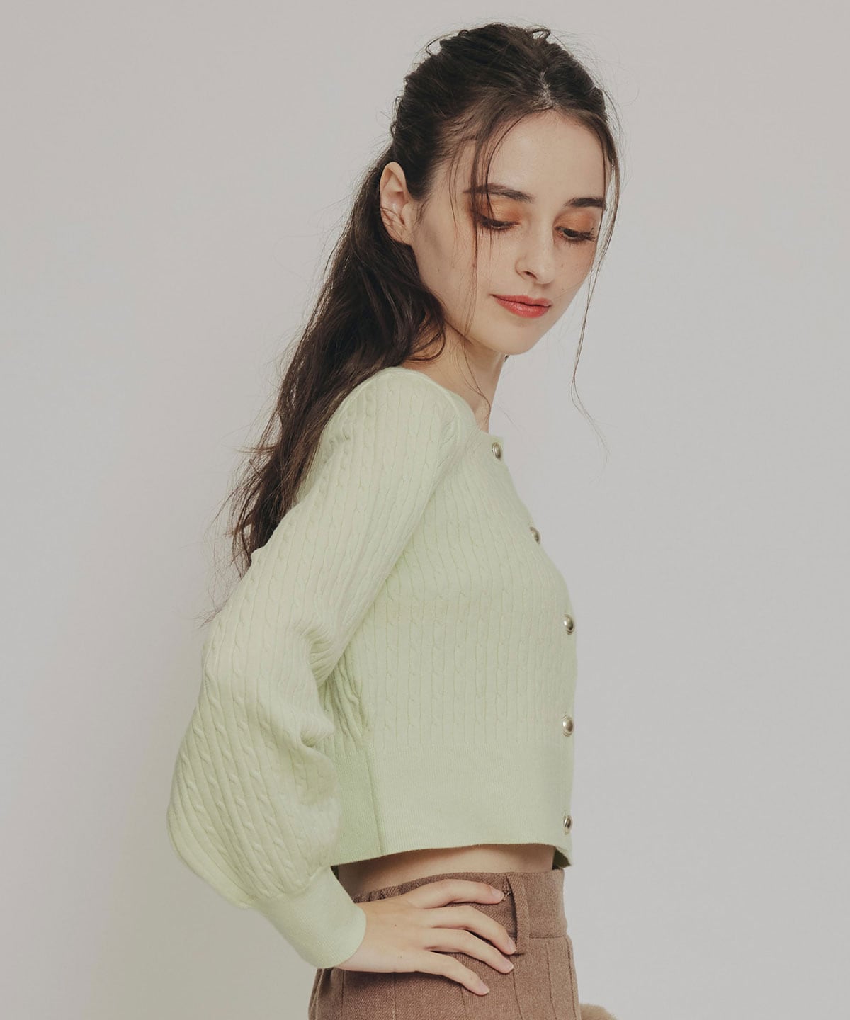 Azelyミニケーブルニットカーディガン