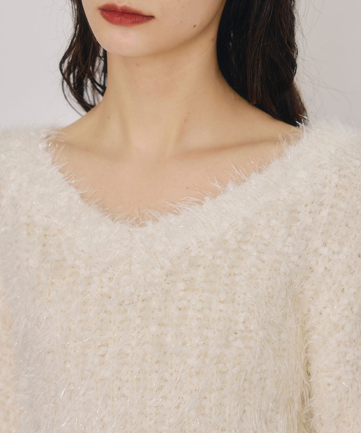 ブークレラメシャギーニットプルオーバー