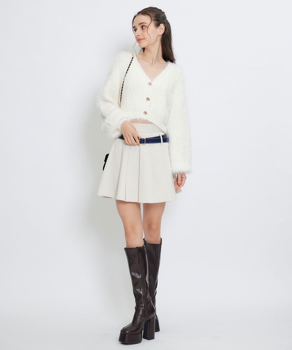 コンパクトシャギーニットカーディガン