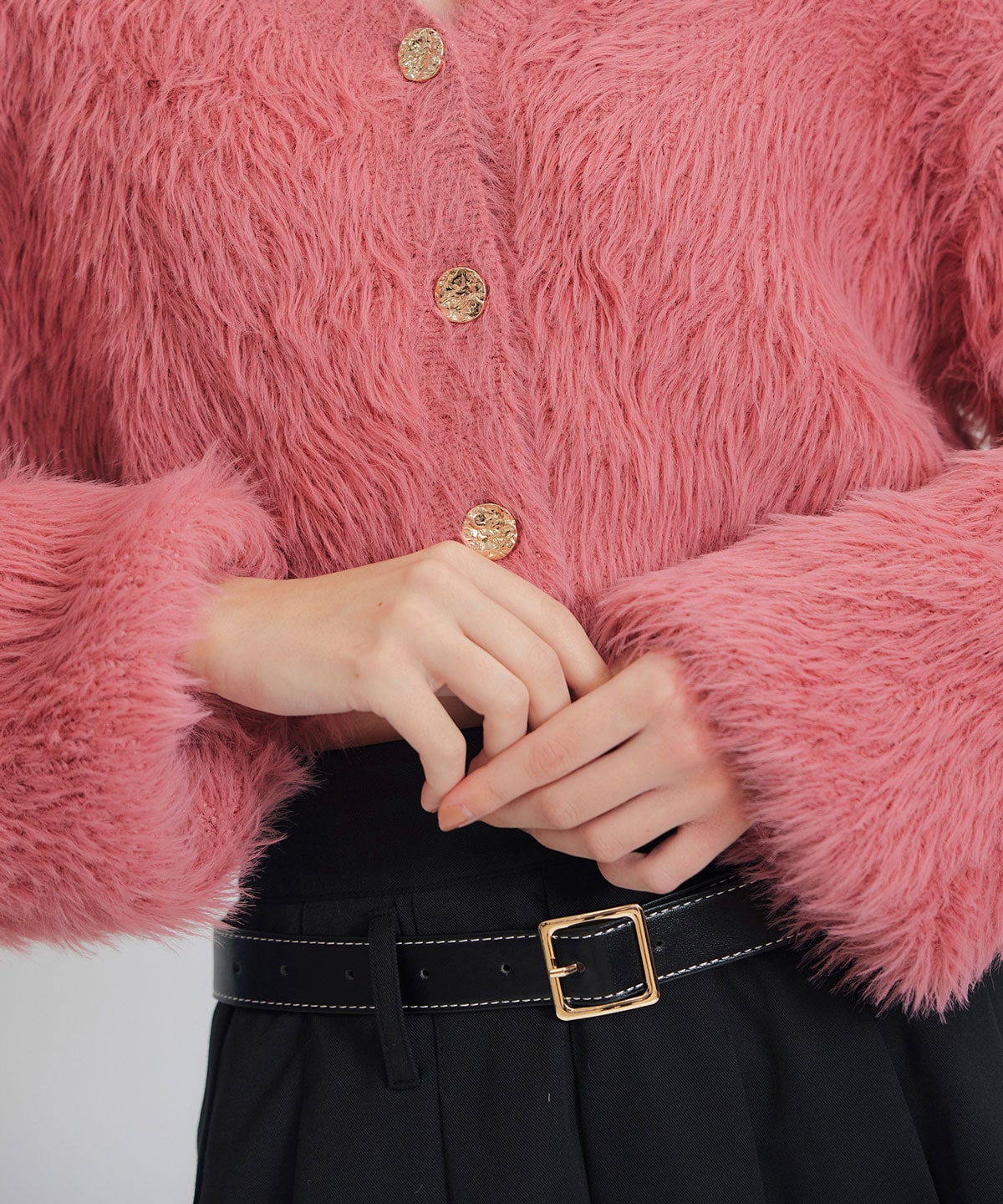 コンパクトシャギーニットカーディガン