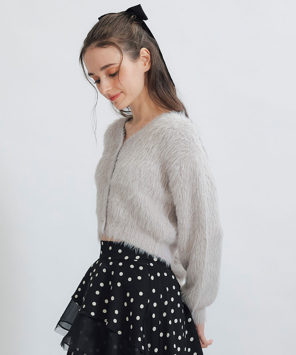 コンパクトシャギーニットカーディガン