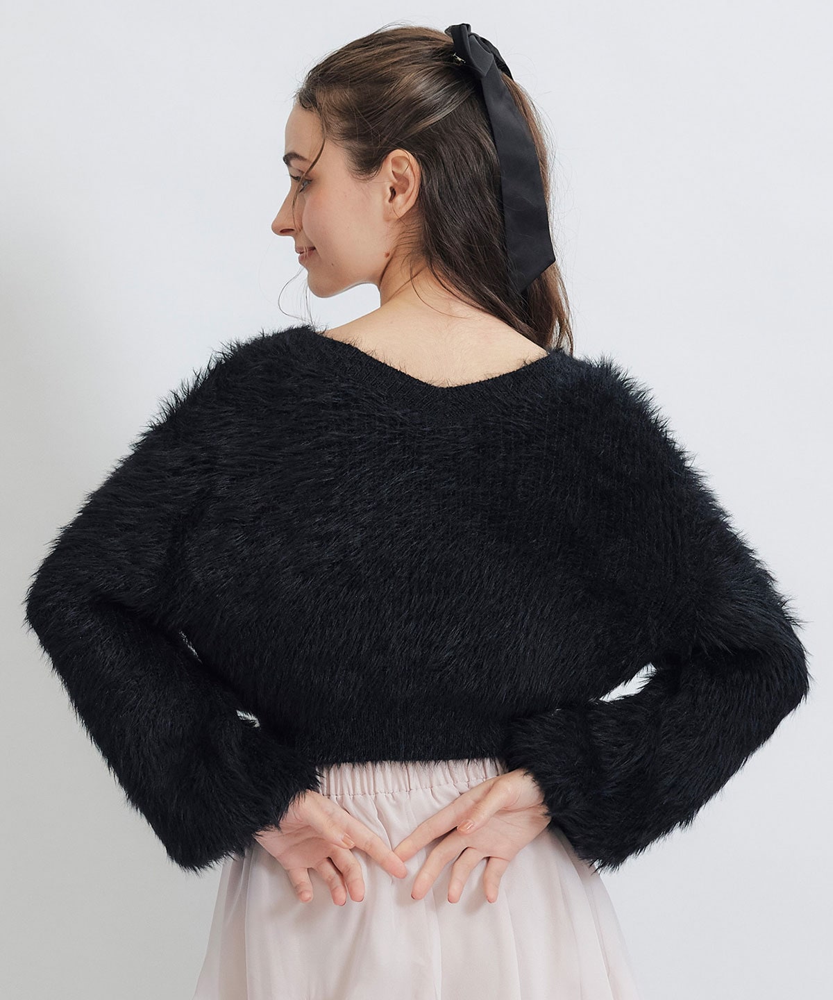 コンパクトシャギーニットカーディガン