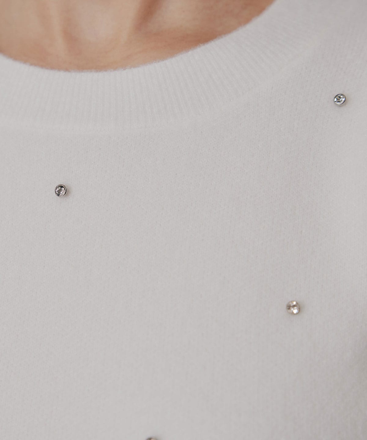 ビジューパフスリーブニットトップス