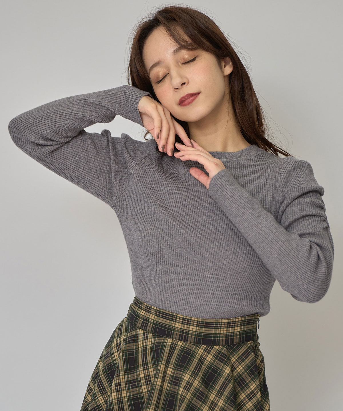 パワショルロゴリブニットトップス