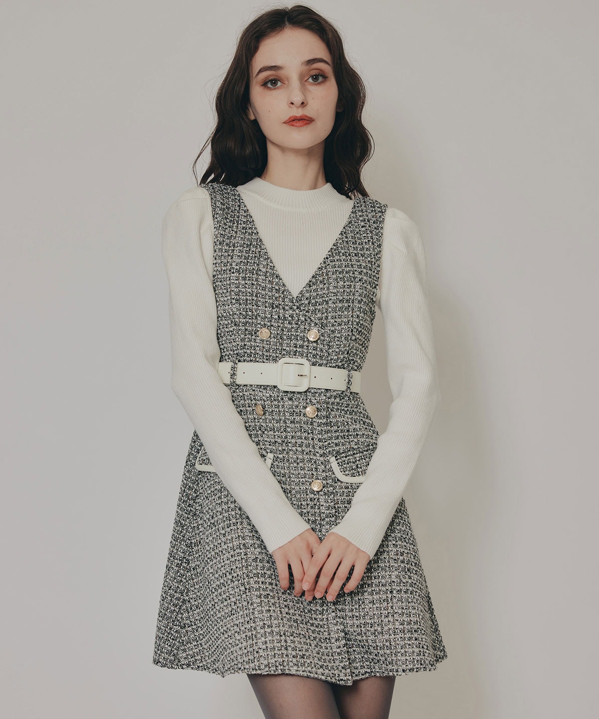 パワショルボトルネックニットトップス