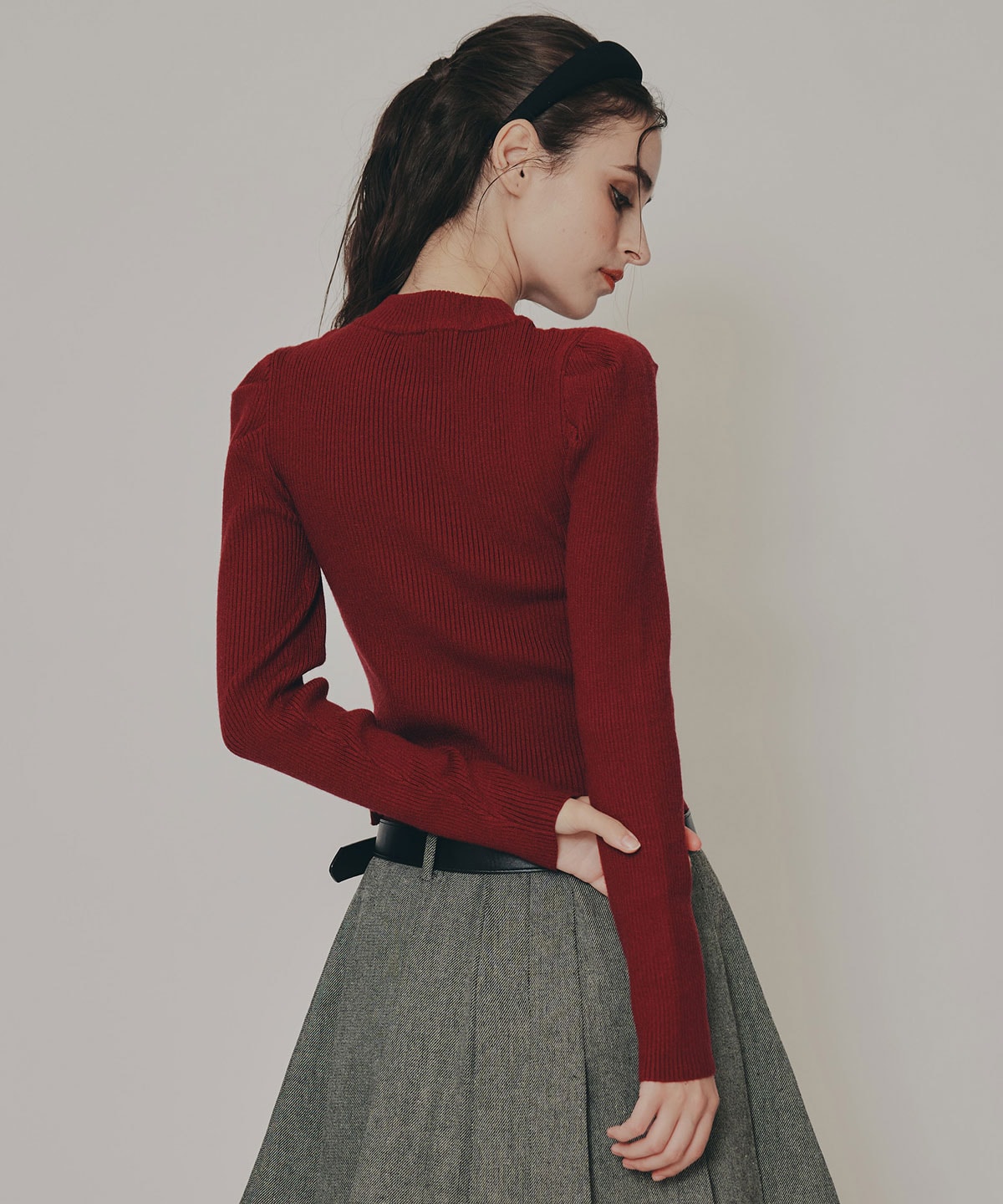 パワショルボトルネックニットトップス