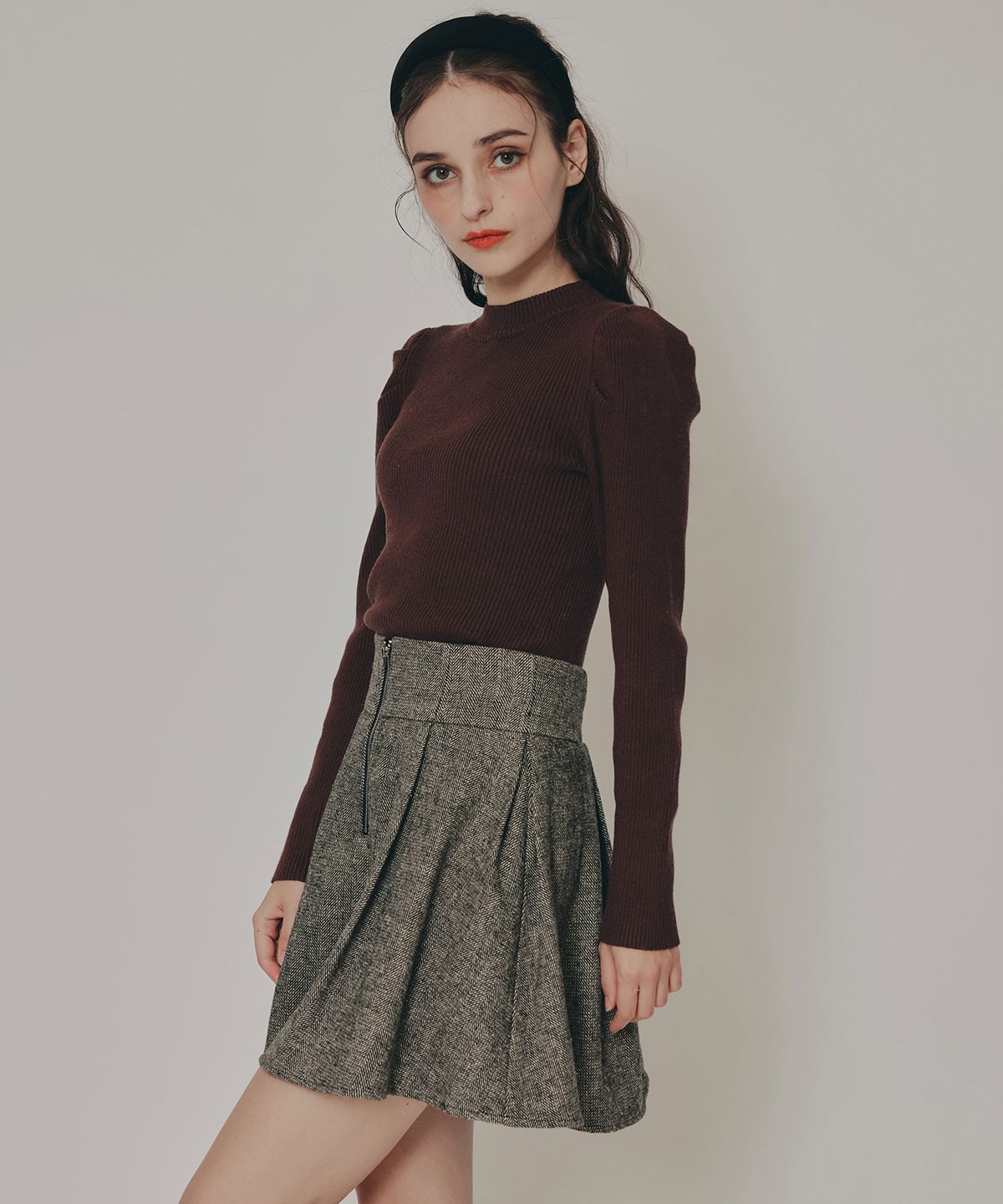 パワショルボトルネックニットトップス