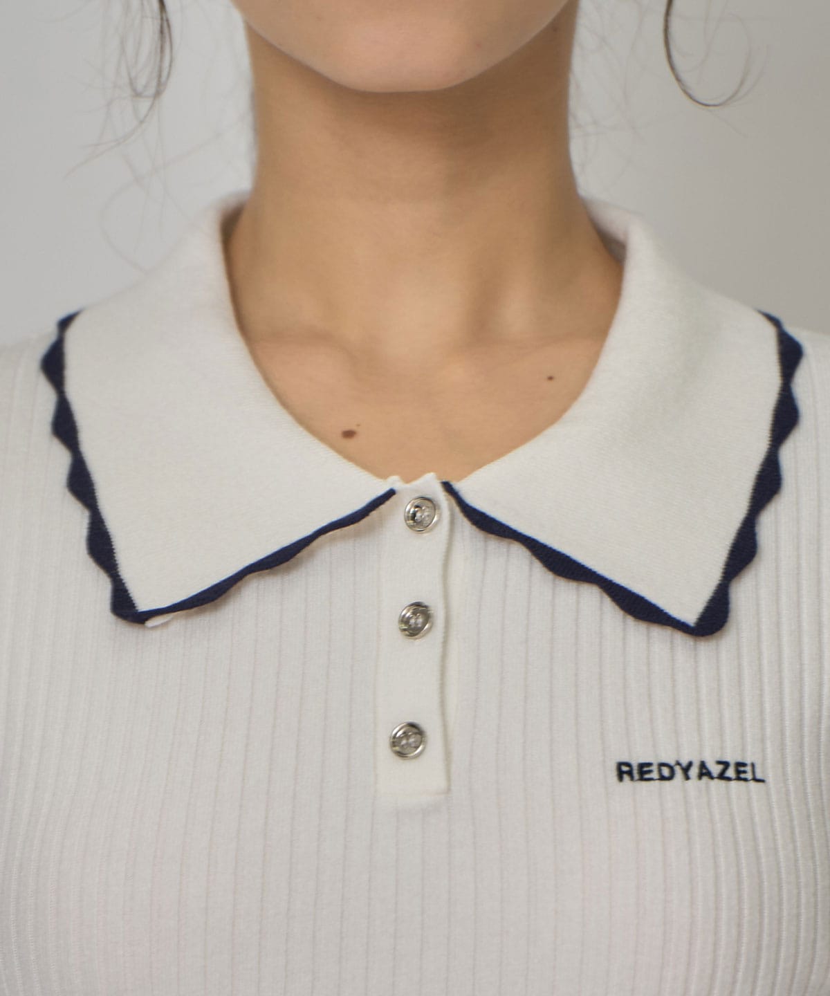 スカラカラーポロニットプルオーバー