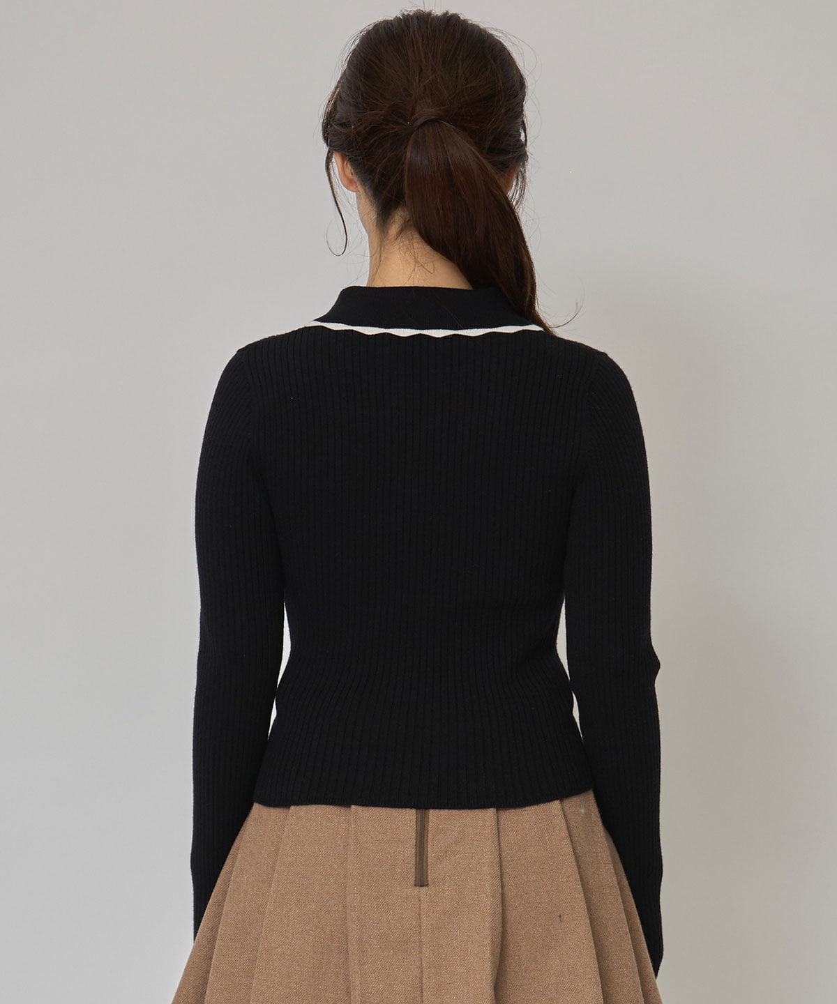 スカラカラーポロニットプルオーバー