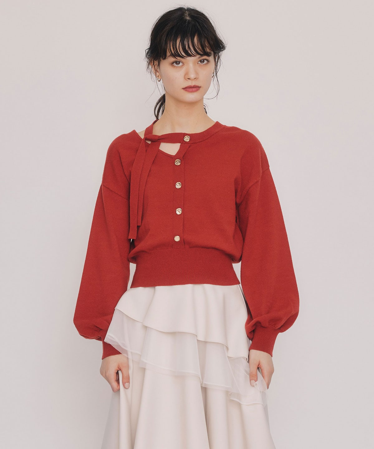 アシメカットデザインニットプルオーバー