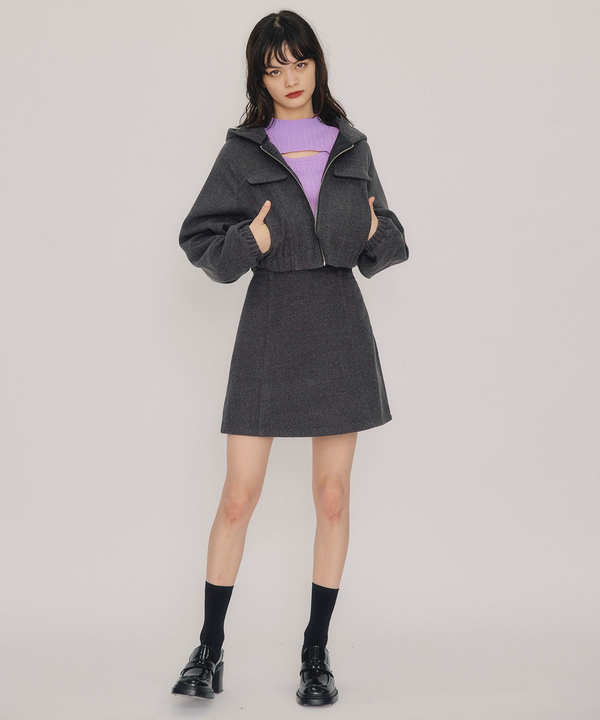 レイヤードデザインランダムリブニットプルオーバー