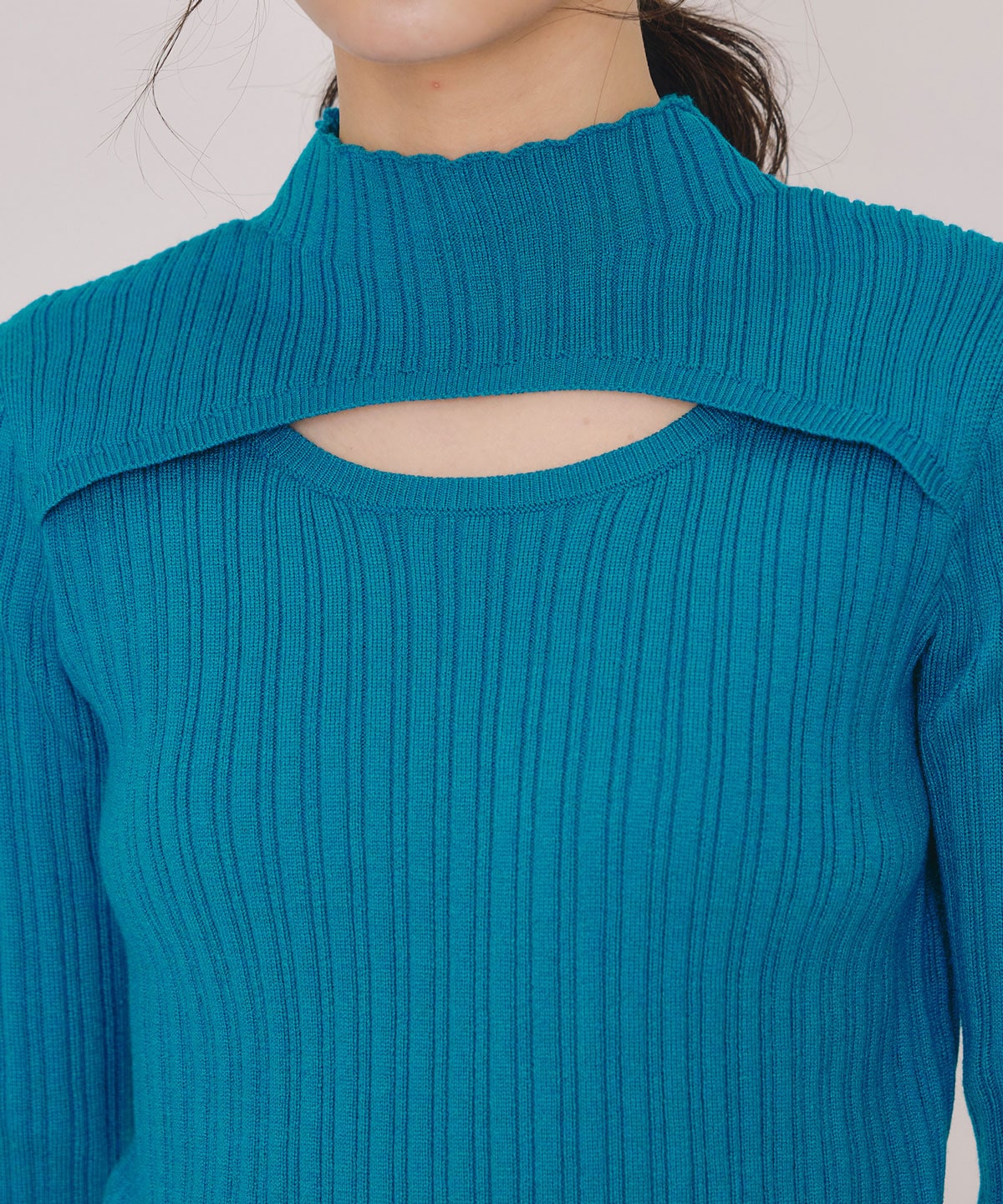 レイヤードデザインランダムリブニットプルオーバー