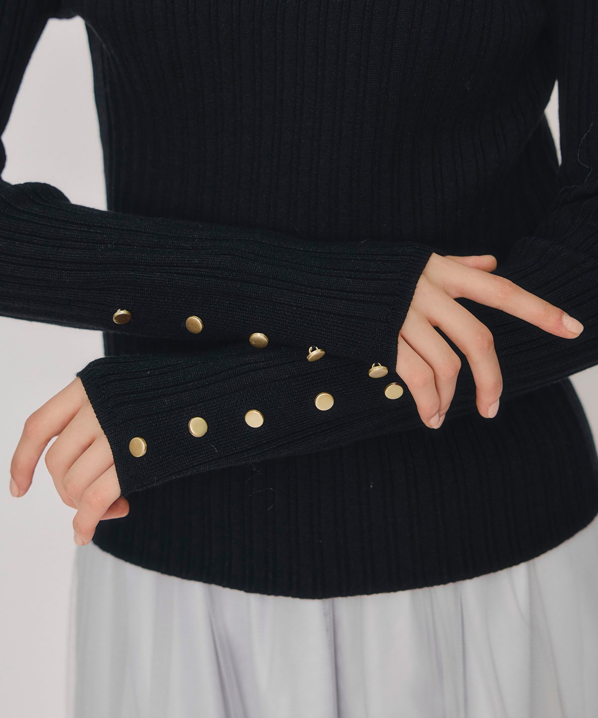 レイヤードデザインランダムリブニットプルオーバー