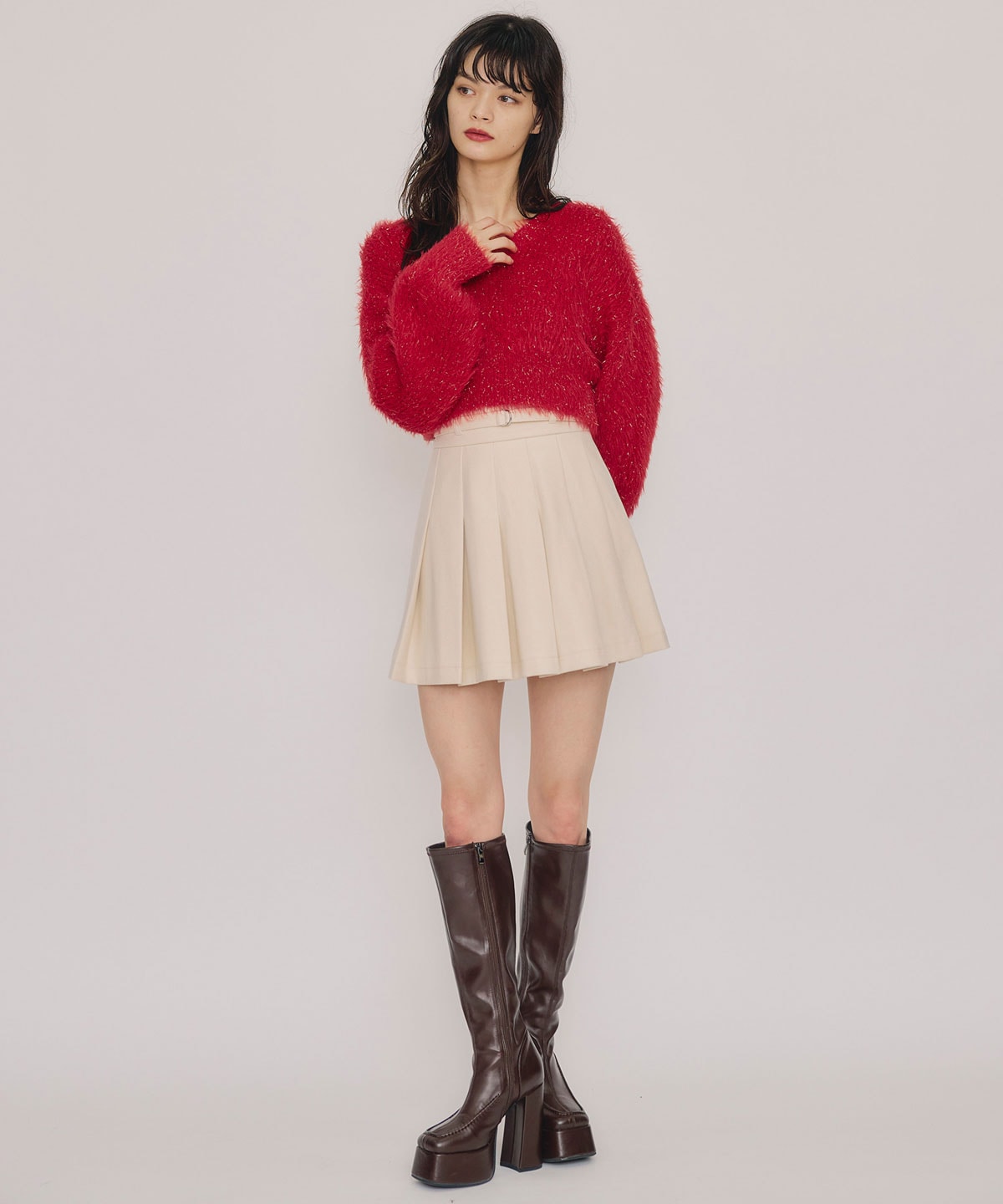 ラメシャギーニットプルオーバー