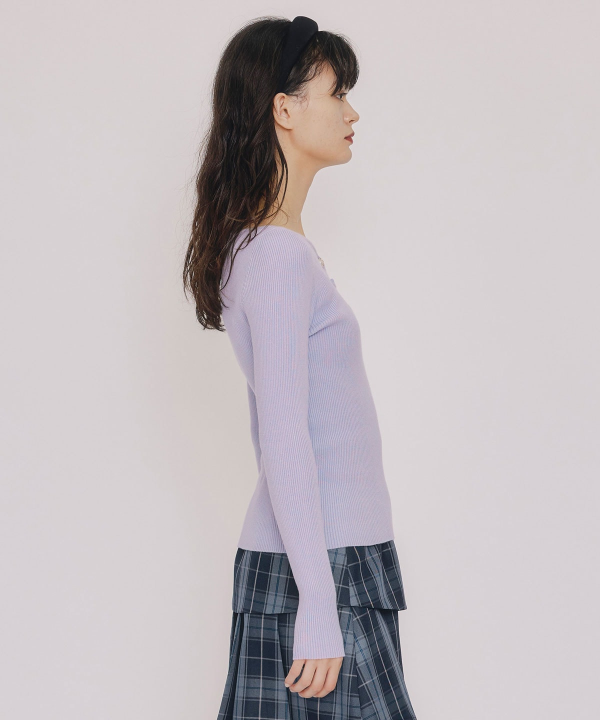 アシンメトリーレイヤードライクニットプルオーバー