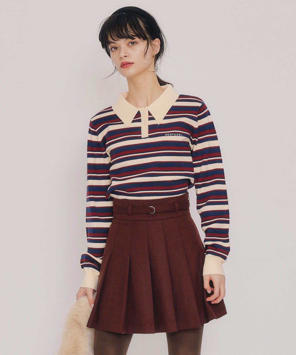 マルチボーダーロゴニットプルオーバー