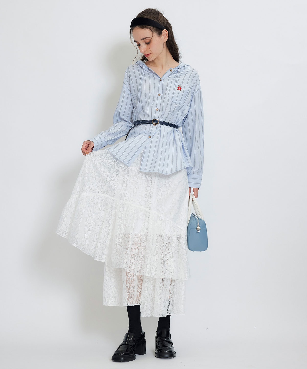 【2/13(金) 昼12時発売開始】Azelyハートストライプフードシャツブラウス