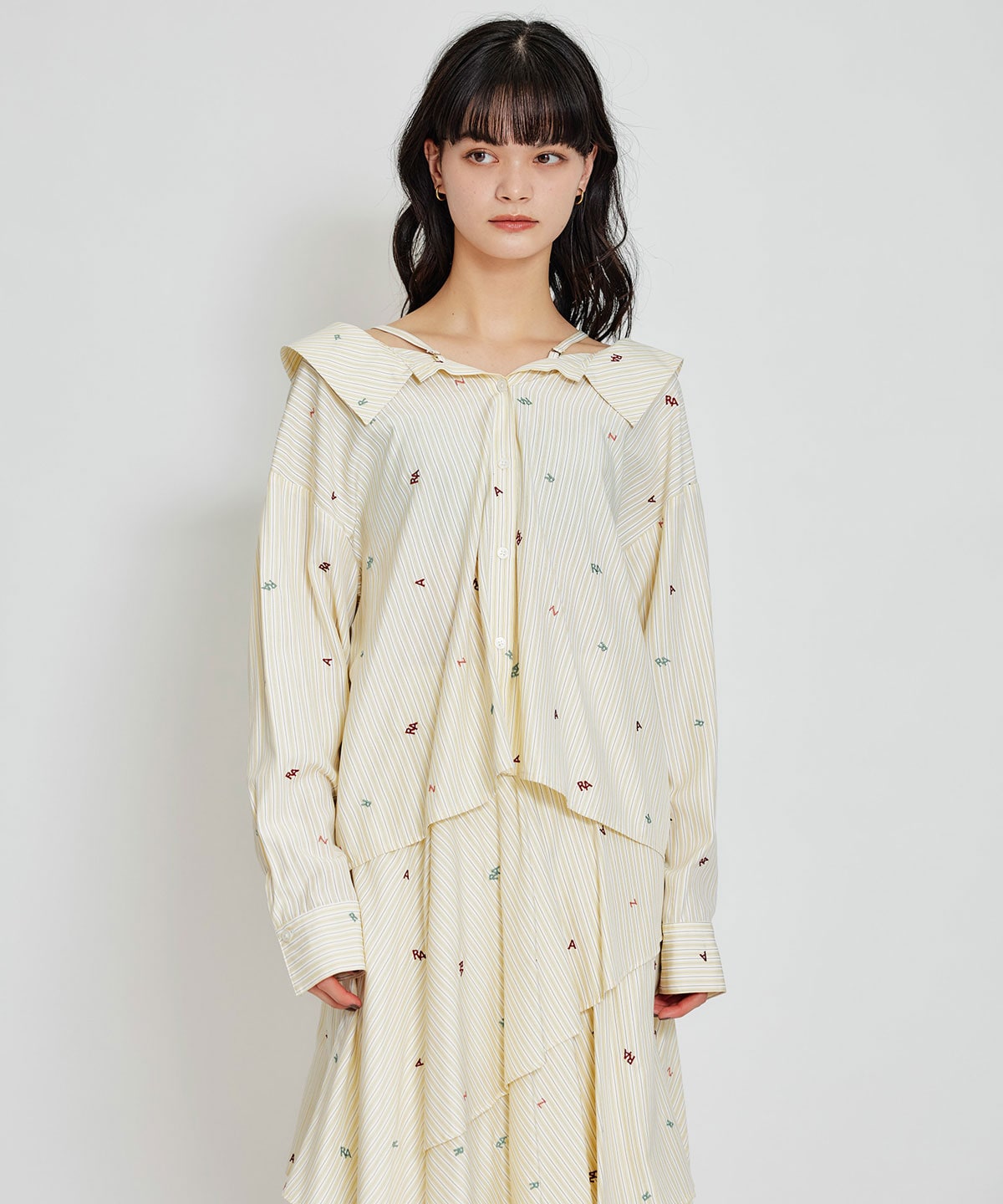 【セットアップ可能】REDYAZELアルファベットロゴ刺繍2WAYシャツブラウス