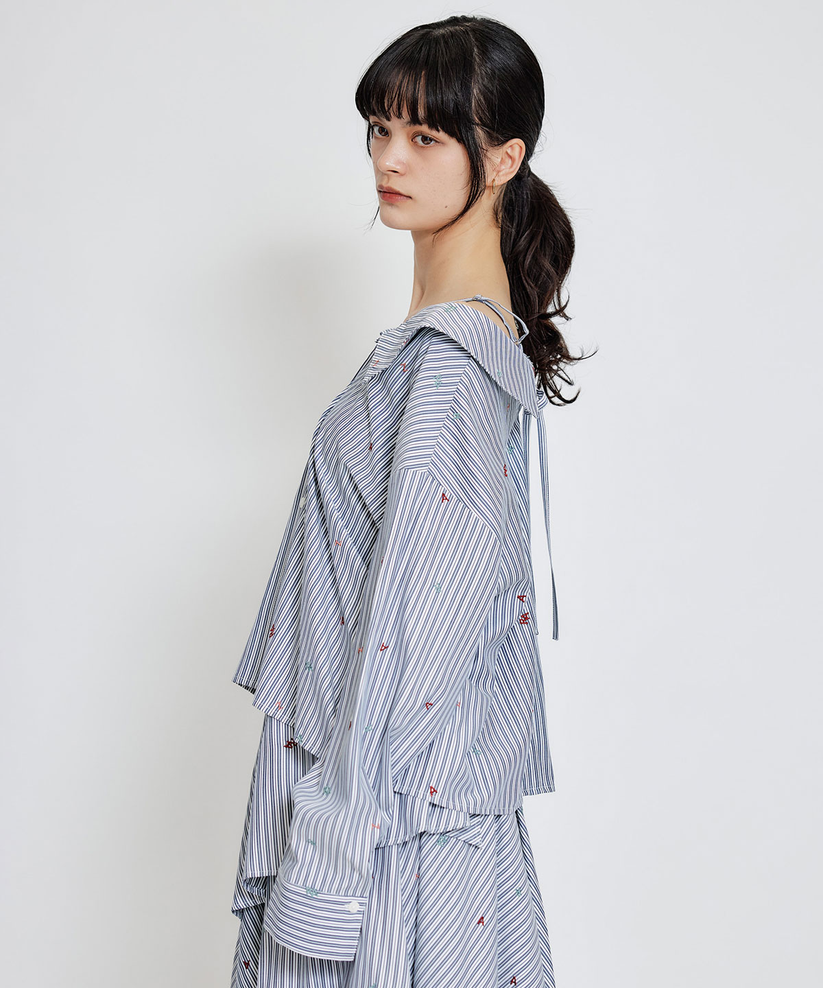 【セットアップ可能】REDYAZELアルファベットロゴ刺繍2WAYシャツブラウス