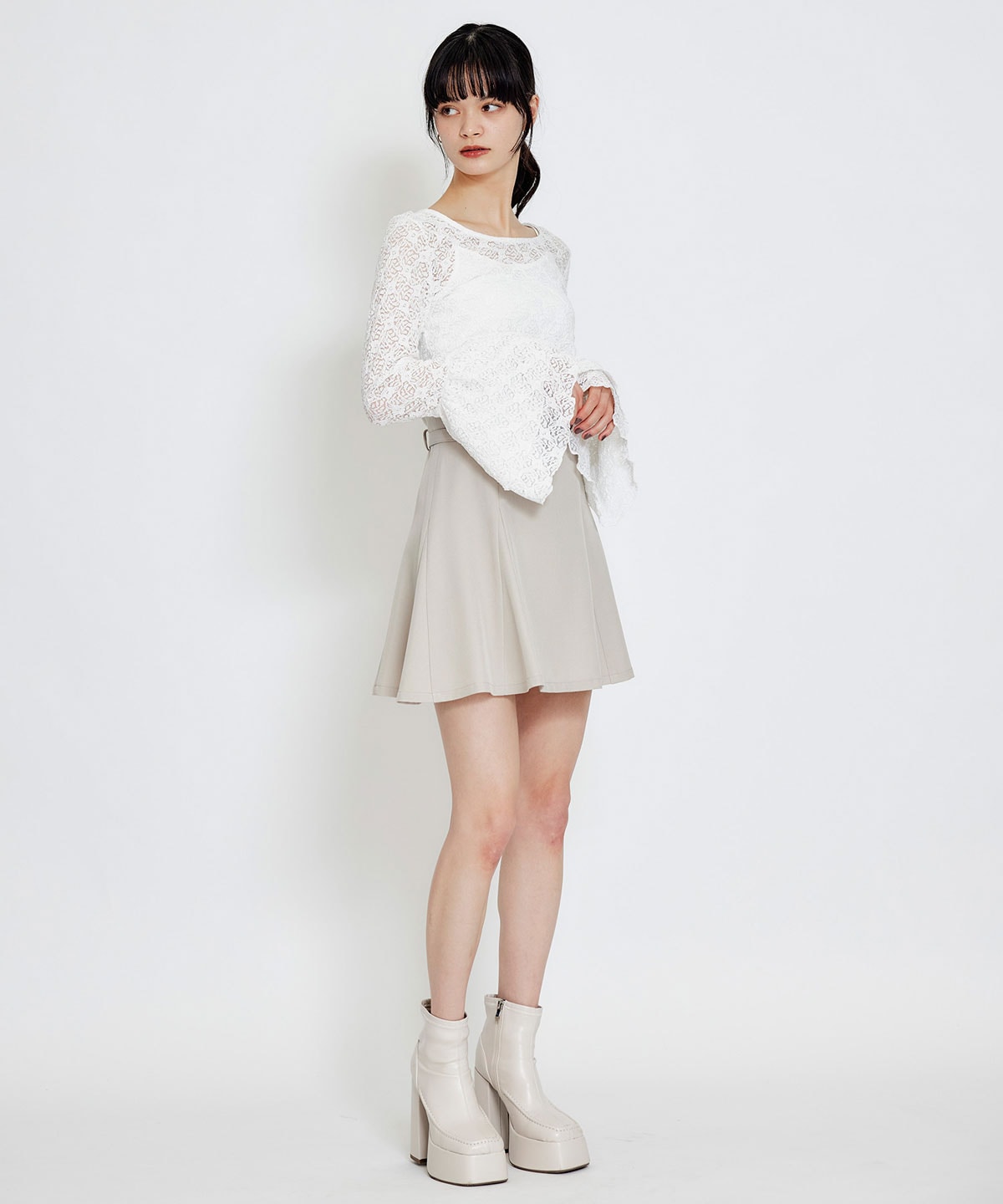 【セットアップ可能】ベルトチューリップミニスカート