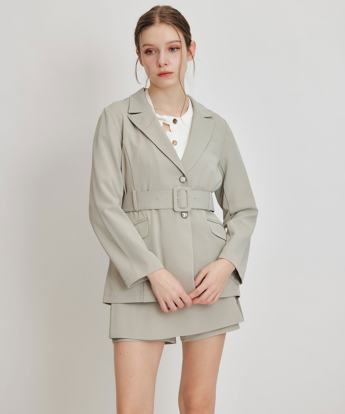 【セットアップ可能】アイシーカラーショートパンツレイヤードフレアミニスカート