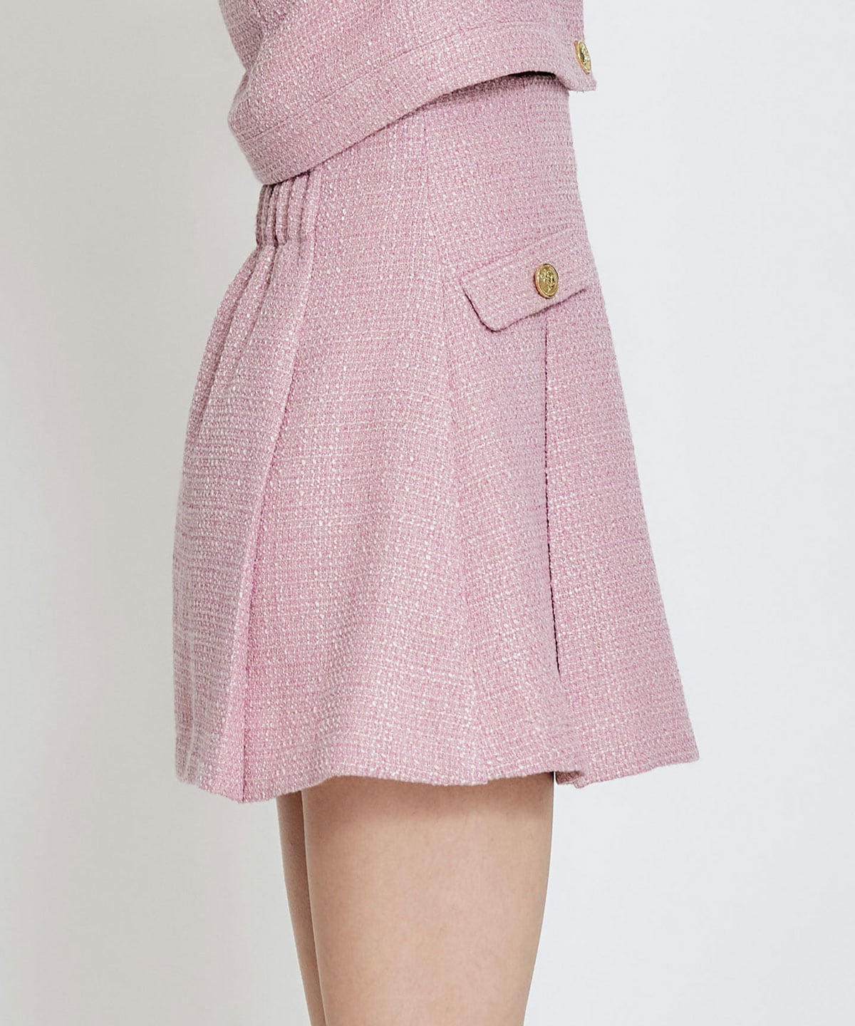 【セットアップ可能】スプリングツイードフリルミニスカート