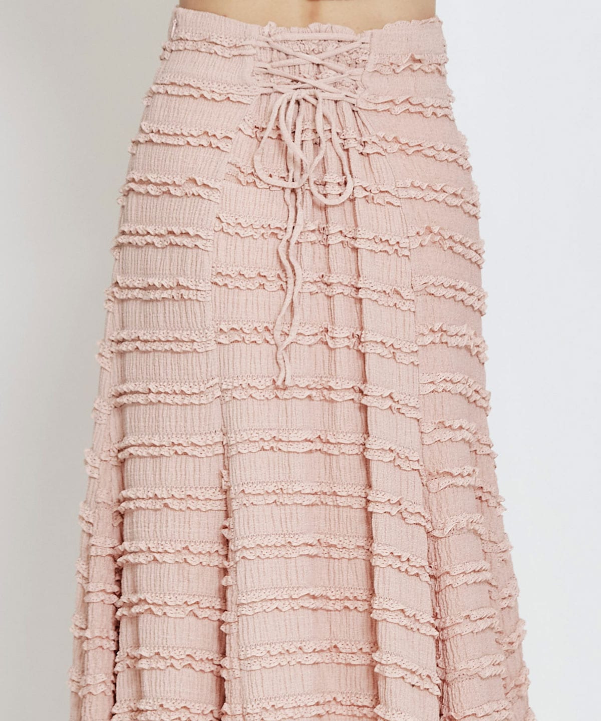 ミニフリルZIPブラウス×ミニフリルフレアロングスカートセットアップ