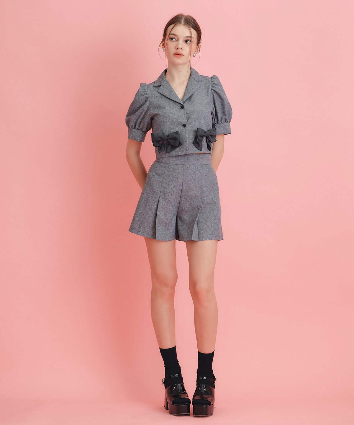 マルチリボンジャケット×ショートパンツセットアップ