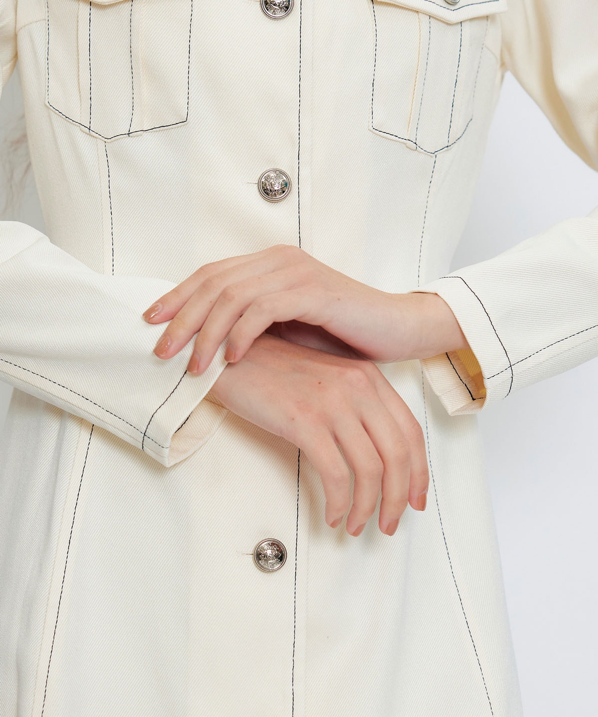 デニムステッチミニシャツワンピース