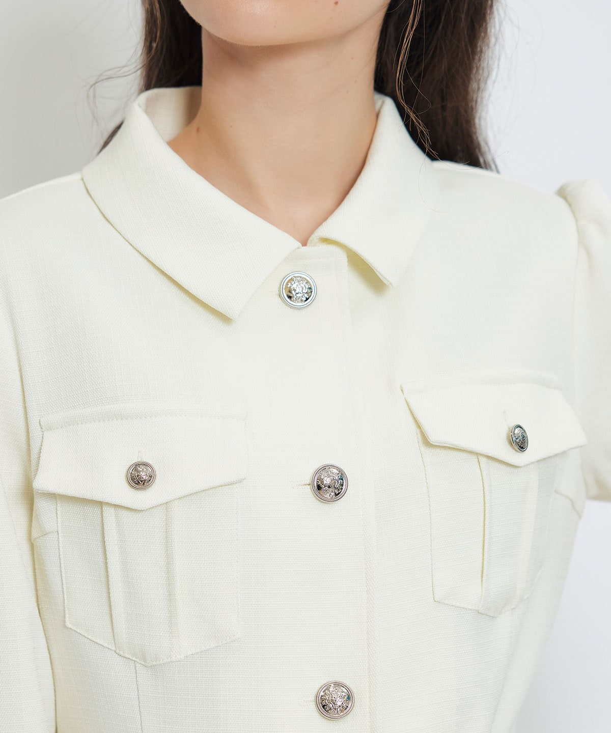 スプリングツイードシャツミニフレアワンピース