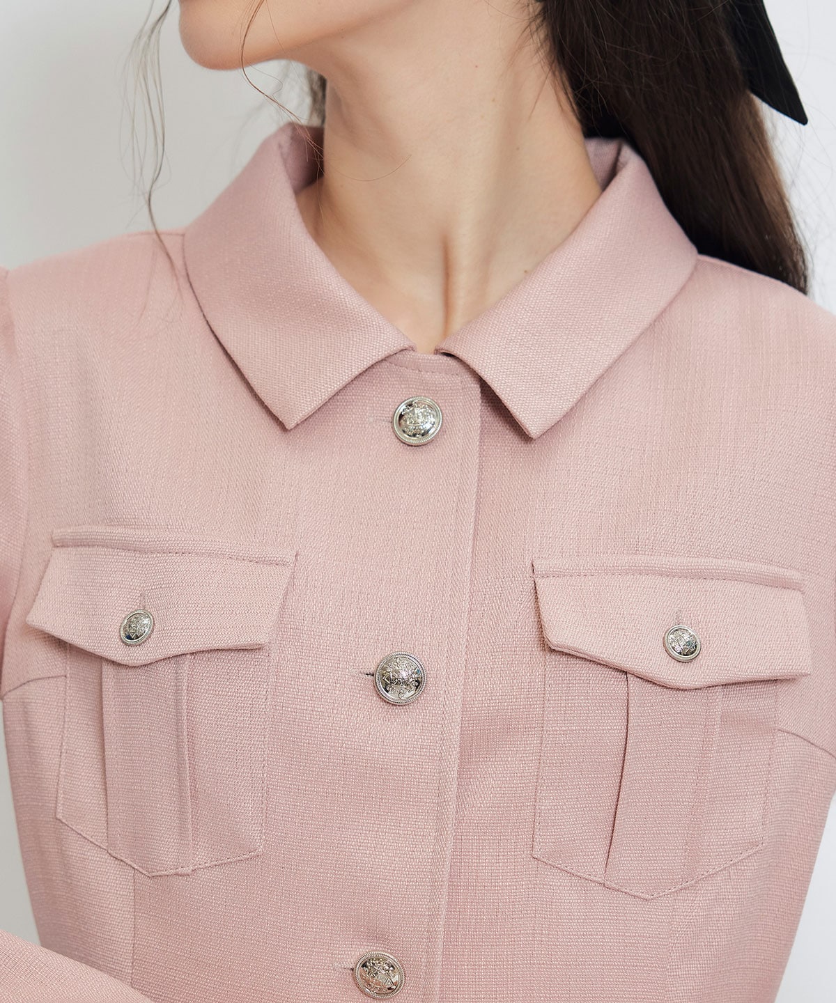 スプリングツイードシャツミニフレアワンピース