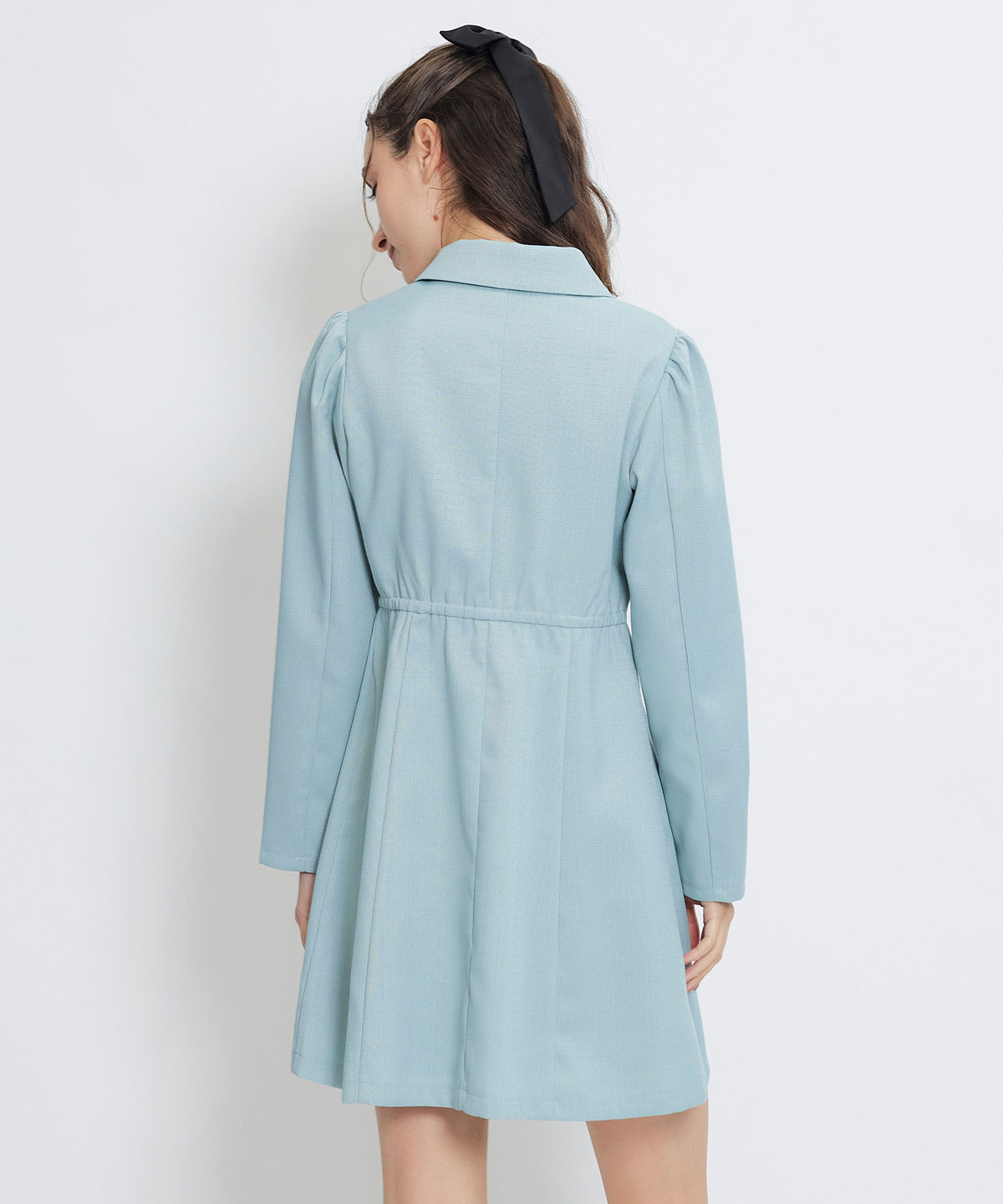 スプリングツイードシャツミニフレアワンピース