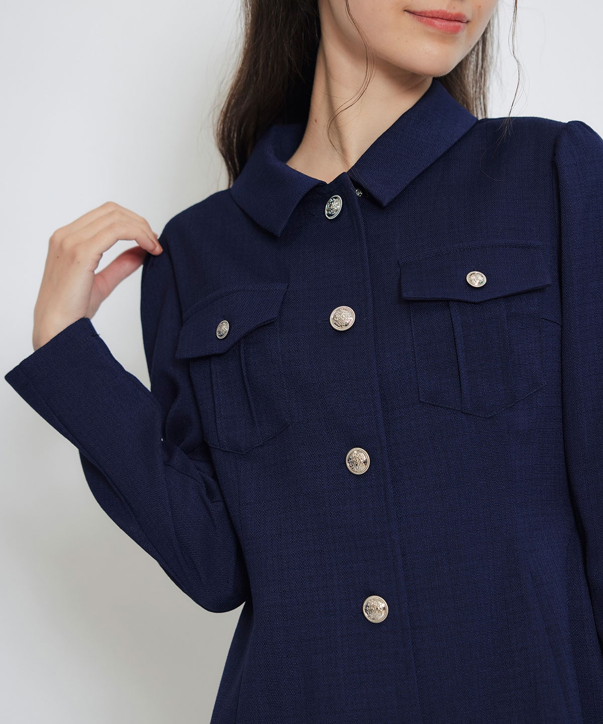 スプリングツイードシャツミニフレアワンピース