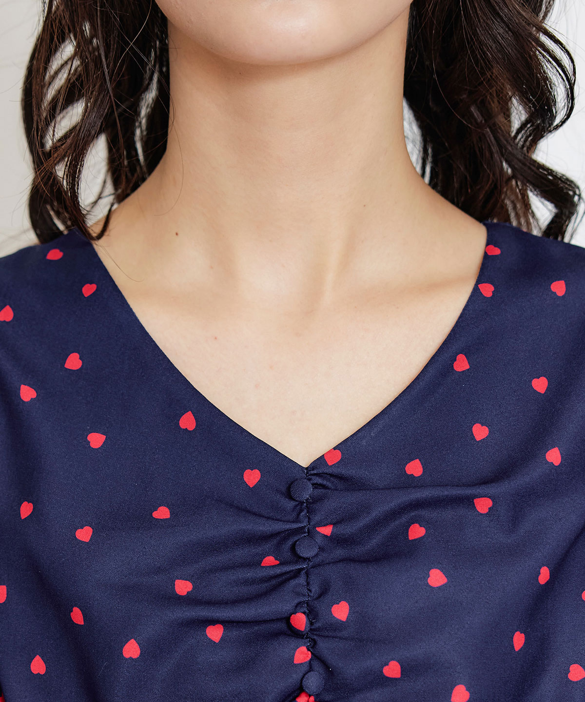 Love Me Heart ギャザーリボンロングフレアワンピース