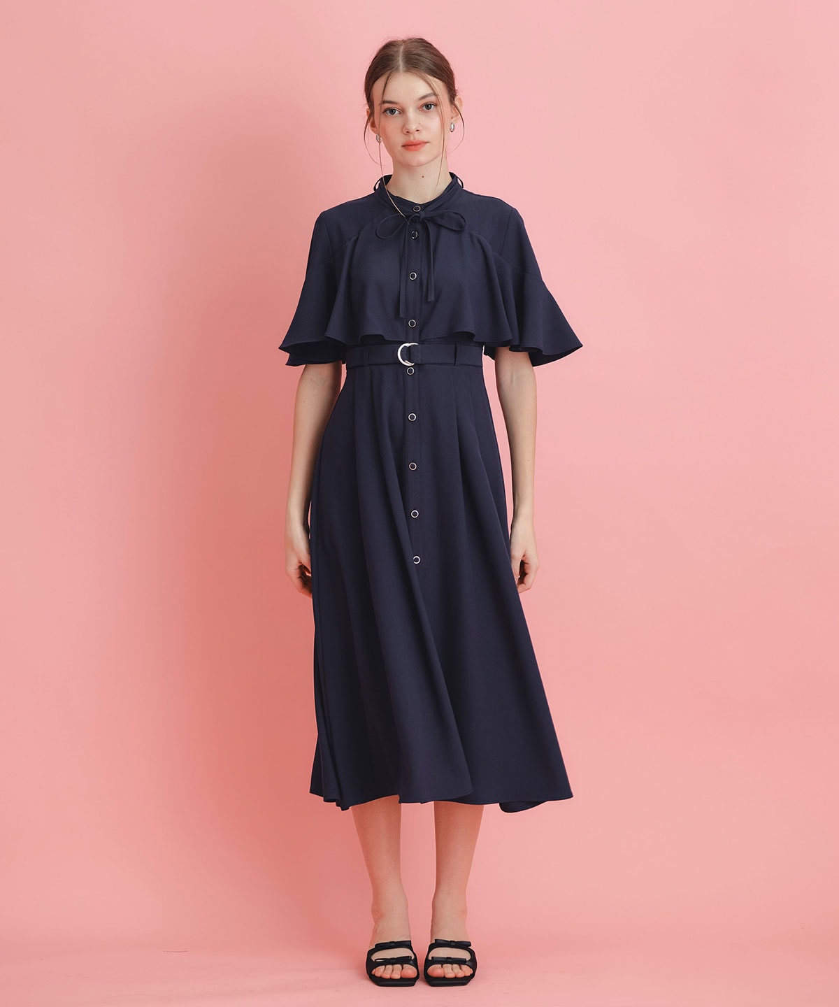 ケープフレアロングワンピース