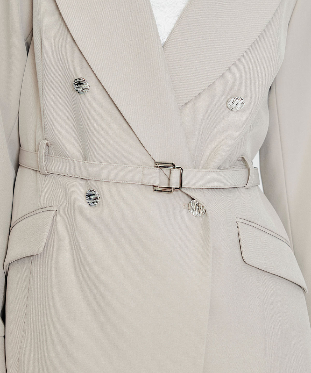 【セットアップ可能】ワイドカラーミドルダブルジャケット