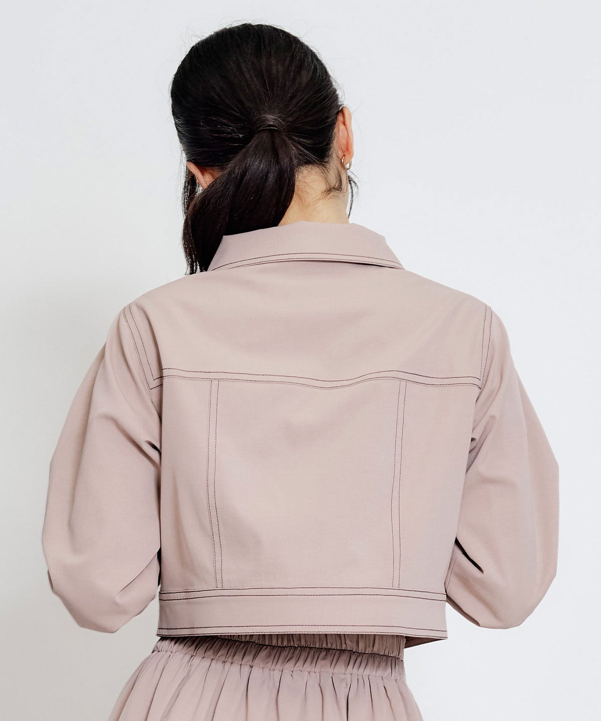 【セットアップ可能】バイカラーステッチショートジャケット