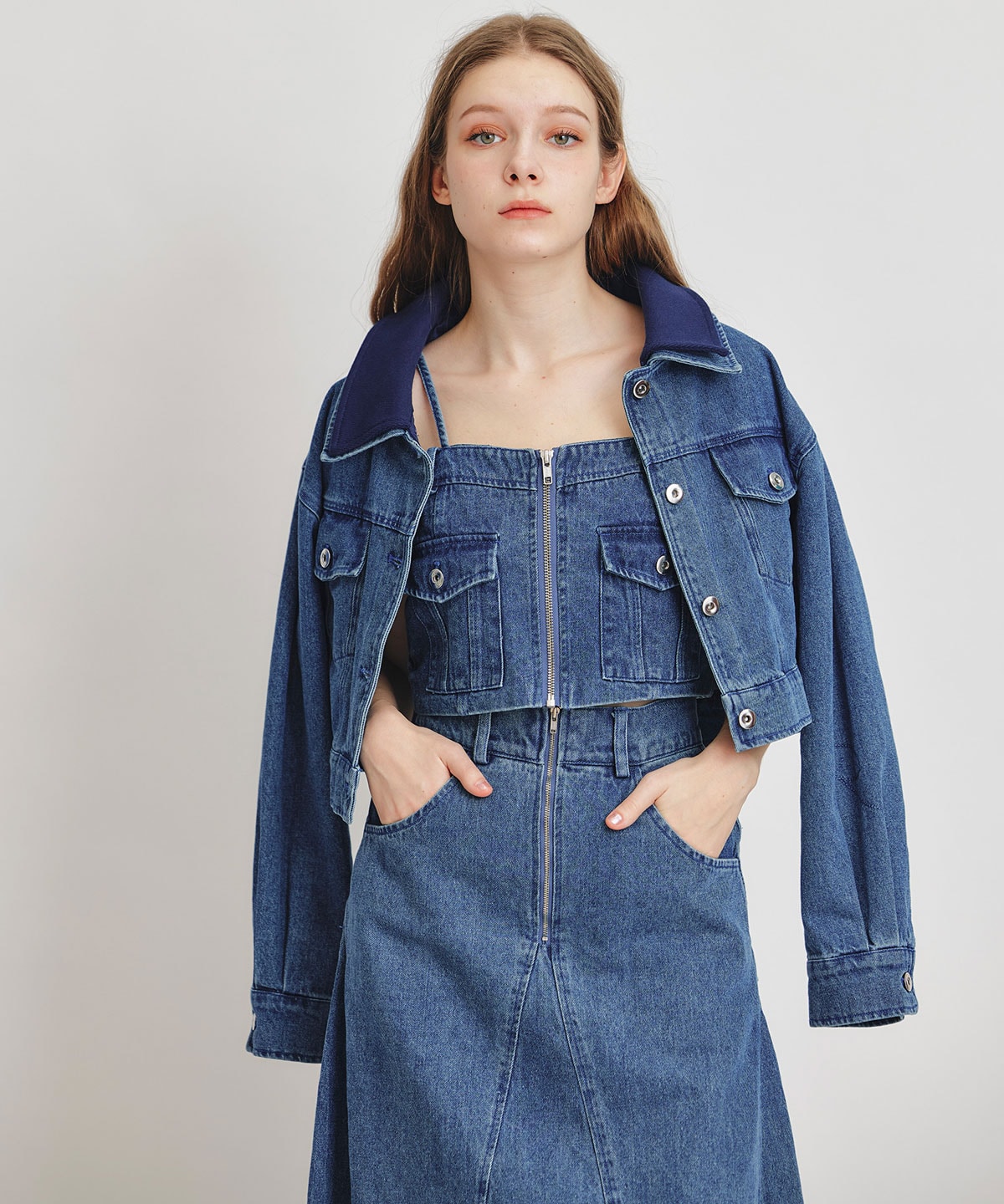 【Denim Series】ダブルカラーデニムジャケット