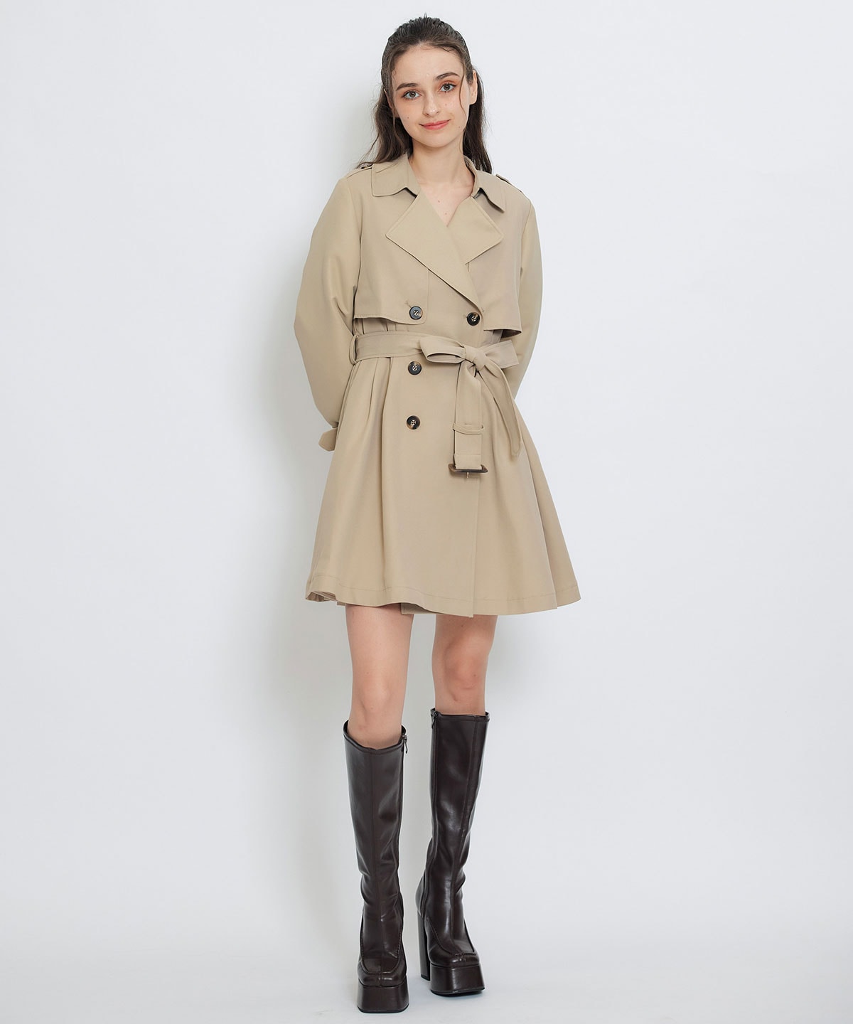 ウエストベルトショートトレンチコート
